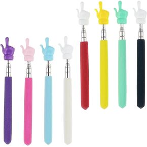 8Pcs Telescopic Teacher Finger Pointer Stick for Classroom, Extendable Finger Hand Pointer Retractable Pointing Stick Reading Aid for Teachers Coach Presenter