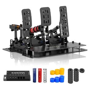 SIMSONN PLUS X Sim Racing Pedals Support Haptic Reactor 200KG Load Cell Brake Pedal PC Racing Simulator Pedals Pressure Sensor HE Hydraulic Pedal Black (P3-3 Hydraulic Rods)