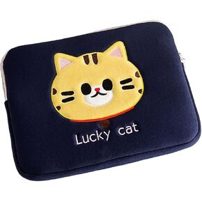 Shockproof Laptop Sleeve 11-15 Inch Cute Cartoon Kitty Tablet Case Cottagecore Notebook Protective Pouch Bag for Women (Blue,15inch)