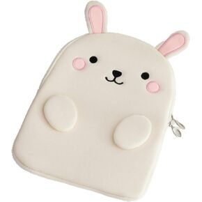 Bunny Embroidery Laptop Sleeve Cute Core Shockproof Tablet Case Aesthetic Protective Pouch Cottagecore Tech Accessory (Beige,15inch)