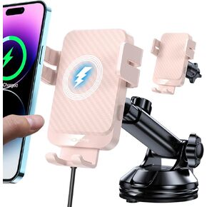 Wireless Car Charger, MOKPR 15W Fast Charging Auto-Clamping Car Mount Universal Hands-Free Car Charger Mount for Dash Windshield Air Vent Compatible with iPhone 16 15/14/13/12, Samsung S23/S22/S21,etc