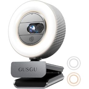 Gusgu G910 2K Quad HD WebCam للكمبيوتر الشخصي ، مع غطاء الميكروفون والضوء والخصوصية ، كاميرا ويب لجهاز الكمبيوتر المكتبي/الكمبيوتر المحمول/جهاز MacBook ، كاميرا دفق USB