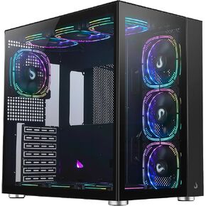 Case Computer Rise Mode USA Galaxy Glass Standard 10 x 120mm Fans ARGB Pre-Installed, Mid Tower Tempered Glass, ATX Black