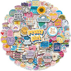 200 PCS صحة الصحة العقلية ملصقات حزمة كبيرة - ديكور مكتب المعالج ، ملصقات التأكيد الإيجابية للعلاج ، هدايا الوعي في علم النفس ، شارات التحفيزية المقاومة للماء
