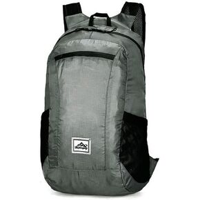 Grey Unisex Modern Foldable Waterproof Backpack, 6.3 x 9.4 x 16.1 inches, 2L, Multipurpose, Travel, Hiking, Cycling