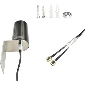 BOOBRIE 2x2 MIMO 4G LTE 700-3800MHz+2.4G WiFi 2400-2500MHz Dual Band Antenna High Gain MIMO Waterproof 4G LTE Antenna Outdoor Cabinet with 2x6.56ft RG174 SMA Male Cable for IoT/Outdoor Networking