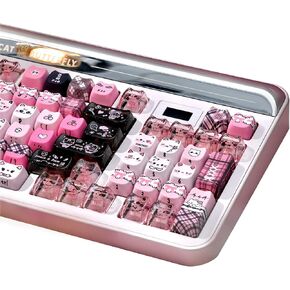 26 Keys Crystal Jelly Personalized Keycaps, PC Material Cute Meow Meow Squad Transparent Custom Cat Keycaps, Mao Profile Keycap for DIY MX Swithes Mechanical Keyboards