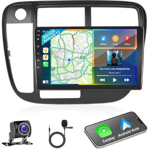 Podofo 2G+32G 2 DIN CAR Stereo لـ Honda Civic 1996-2001 مع Carplay Android Auto ، 9 بوصة Android 13 Car Radio Tourchscreen دعم GPS/Mirror Link/SWC/FM & RDS Radio+AHD Camera+MIC الهاتف