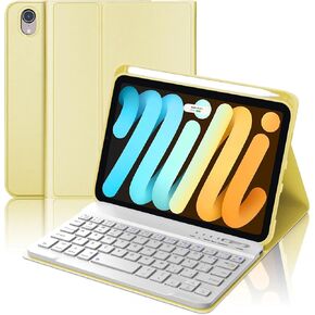 IVEOPPE Keyboard Case for iPad mini 7th (A17 Pro, 2024) / Mini 6th Generation 8.3 Inch, Detachable Magnetical Bluetooth Wireless Keyboard, Slim Case with Pencil Holder, Rechargeable Foldable,Grey