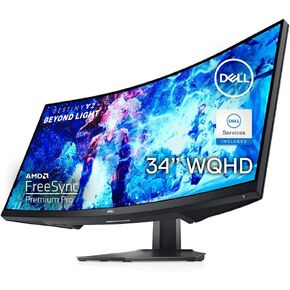 Dell S3422DWG 34-inch WQHD (3440 x 1440) 21:9 144Hz Curved Gaming Monitor, HDR 400, 1800R Curvature, Black (Latest Model) (Renewed)