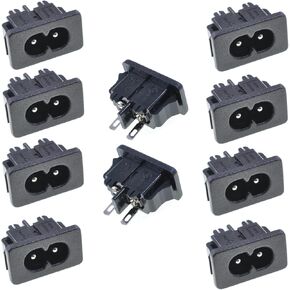 Oiyagai 10pcs AC250V 2.5A BX-180-C01 IEC AC Input Wiring Socket 2 Pins Copper Rhodium Power