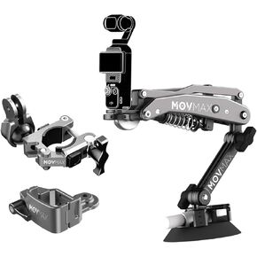 MOVMAX Blade Arm Suction Cup Kit for DJI Pocket 3 Camera Car Mount and a Clamp for Pocket 3 Motorcycle Bike Mount, Including a Hoop Connector