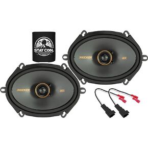 KICKER Speakers 6X8 inch for Ford F-250/F-350/F-450/F-550 1999-2016 Upgrade Kit - Pair of KS Series with Harness, Coaxial Car Audio Front Door Speaker KSC6804, 51KSC6804