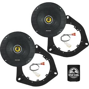 KICKER Speakers 6.5 inch for Toyota Sequoia 2003-2007 Upgrade Kit - Pair of CS Series with Adapters and Harness, Coaxial 6 1/2 Car Audio Front Door Speaker CSC65, 46CSC654