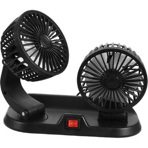 PRETYZOOM 1Set Dual Head USB Car Cooling Fan Rotatable Portable Fan for Car Truck Office Compact Design for Summer Refreshment Compatible with USB Devices