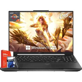 ASUS TUF A16 Gaming Laptop, Microsoft Office Lifetime License & Windows 11 Pro, AMD Ryzen 7 7735 HS, 64 GB DDR5 RAM, 2 TB SSD, Radeon RX7700S, 16" FHD 165 Hz Display, RGB Backlit KB, Wi-Fi 6