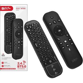 GREVA Bluetooth Voice Remote with Keyboard, Air Mouse Remote Control Backlit Rechargeable, 2.4G WiFi/BT5.0 IR Learning, Mini Keyboard Remote for Nvidia Shield PC Projector Android TV Box HTPC G60S Pro