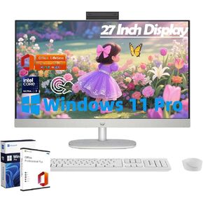 HP 27" Touchscreen All-in-One Computer, Intel Ultra 7-155U 12-Core, IR Camera – Lifetime Office, 64GB Memory, 4TB SSD Storage, Win 11 Pro, FHD Display, Wi-Fi 6, Streaming & Everyday Productivity