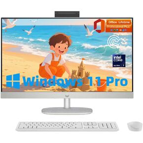 HP 27" FHD Business All-in-One PC, Ultra 7 155U Processor, Lifetime Office, FHD Display, Windows 11 Pro, Touchscreen, Intel Graphics, IR Webcam, Wi-Fi 6, Wireless KB & Mouse, 64GB RAM, 1TB SSD