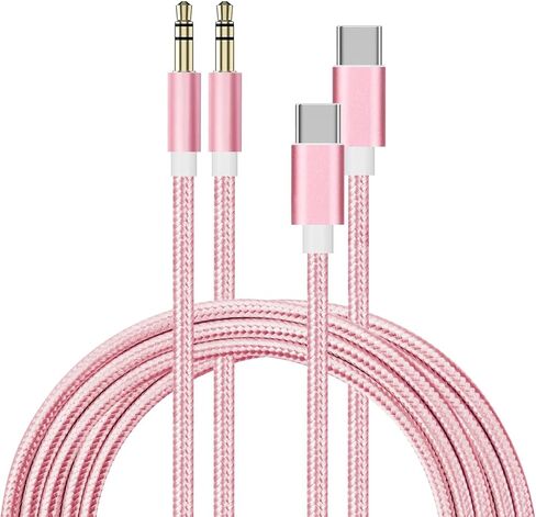 كابل مقبس Aux Aux Aux Aux Uux UX USB C (2-Pack 3ft/6ft) ، من النوع C إلى 3.5 ملم سلك ستيريو سيارة سماعات الرأس لـ iPhone 15 16 Pro Max ، Galaxy S24 S23 S22 S21 Ultra ، Note 20 10 ، Pixel 5 6 XL ، Pro (Black) in Kuwait