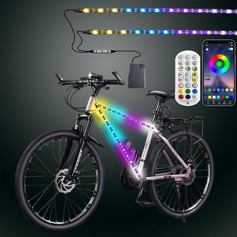 Led Bike Frame Light Strip,Can Be Cropped,Bike Lights for Night Riding,Safety Waterproof RGB Colorful Lamp for Outdoor Bike Lighting Accessories (2 * 1.64ft) in Saudi Arabia