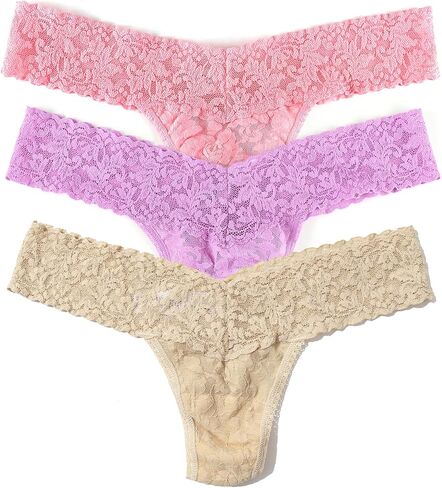 hanky panky, Signature Lace Low Rise Thong 3 Pack, One Size fits 2-12, Taffy, Florence, Chai in Saudi Arabia