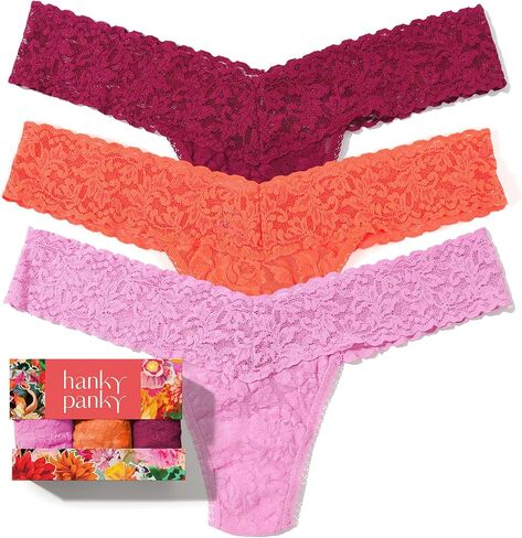 hanky panky, Signature Lace Low Rise Thong 3 Pack, One Size fits 2-12, Taffy, Florence, Chai in Saudi Arabia