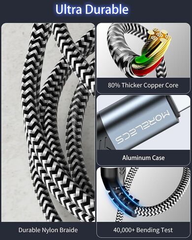 USB C to USB C Cable 6.6ft/2m - 60W Type C Charger Fast Charging Cable for iPhone 16 15 Pro Max Samsung S25 Ultra S24 iPad Pro MacBook in Kuwait