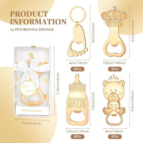 24 Pcs Baby Bottle Opener, Popping Girl Bear Footprint Keychain Bottle Openers with Pink Gift Box, Baby Shower Party Favors for Guests, Wedding Return Gift Souvenirs Theme Decoration Supplies in Kuwait
