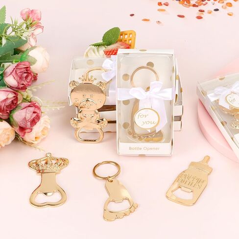 24 Pcs Baby Bottle Opener, Popping Girl Bear Footprint Keychain Bottle Openers with Pink Gift Box, Baby Shower Party Favors for Guests, Wedding Return Gift Souvenirs Theme Decoration Supplies in Kuwait