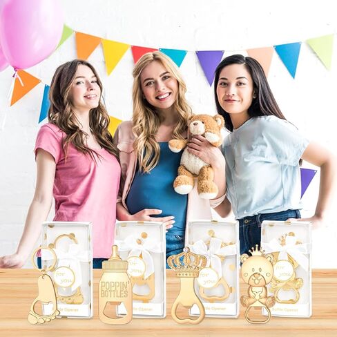 24 Pcs Baby Bottle Opener, Popping Girl Bear Footprint Keychain Bottle Openers with Pink Gift Box, Baby Shower Party Favors for Guests, Wedding Return Gift Souvenirs Theme Decoration Supplies in Kuwait