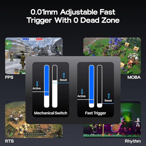 Epomaker HE68 Lite Hall Effect Affect Gaming Keyboard ، 8K استقصاء ومعدل فحص 128 كيلو ، زناد قابل للتعديل 0.01 ملم ، 0.125 مللي ثانية زمن وصول ، 5 طبقات صوتية ، مفتاح المفتاح ، SOCD ، A-RGB ، سلكية ، برنامج MAC (أسود) in Saudi Arabia