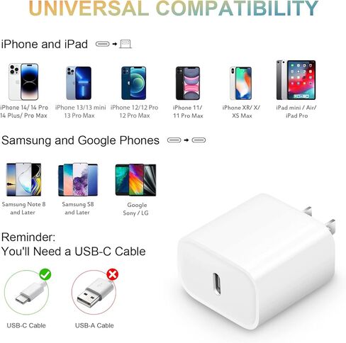 [3 حزمة] كتلة شاحن USB C ، iPhone 16 Charger Block 20W PD Adapter for iPhone 16/16Pro/16Pro Max/16Plus/15/14/13/11/11/xs/x ، ipad والمزيد in Saudi Arabia