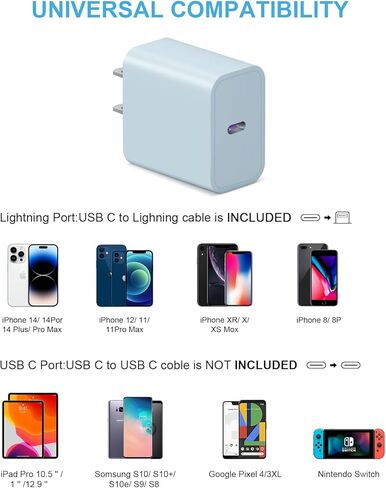 [3 حزمة] كتلة شاحن USB C ، iPhone 16 Charger Block 20W PD Adapter for iPhone 16/16Pro/16Pro Max/16Plus/15/14/13/11/11/xs/x ، ipad والمزيد in Kuwait