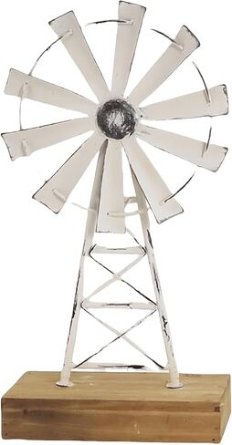 TenFuju Farmhouse Windmill Table Top Decor Metal Galvanized Vintage Desk and Shelf,Decorative Farmhouse Kitchen Rustic Windmill Decor 1pack in Kuwait