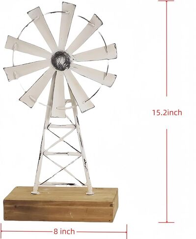 TenFuju Farmhouse Windmill Table Top Decor Metal Galvanized Vintage Desk and Shelf,Decorative Farmhouse Kitchen Rustic Windmill Decor 1pack in Kuwait