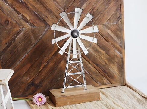 TenFuju Farmhouse Windmill Table Top Decor Metal Galvanized Vintage Desk and Shelf,Decorative Farmhouse Kitchen Rustic Windmill Decor 1pack in Kuwait