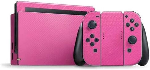 Skinit Decal Gaming Skin Compatible with Nintendo Switch Bundle - Green Carbon Fiber Specialty Texture Material Design in Saudi Arabia