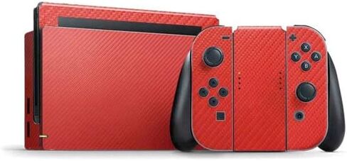 Skinit Decal Gaming Skin Compatible with Nintendo Switch Bundle - Green Carbon Fiber Specialty Texture Material Design in Saudi Arabia
