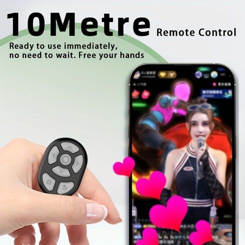 3-in-1 Wireless Mobile Selfie Cell Phone Remote Ring, Video Scroll, Shutter and Holder, with Charging Compartment, 10 Metre Remote Control, Compatible with iPhone, iPad, Android (Pink) in Saudi Arabia