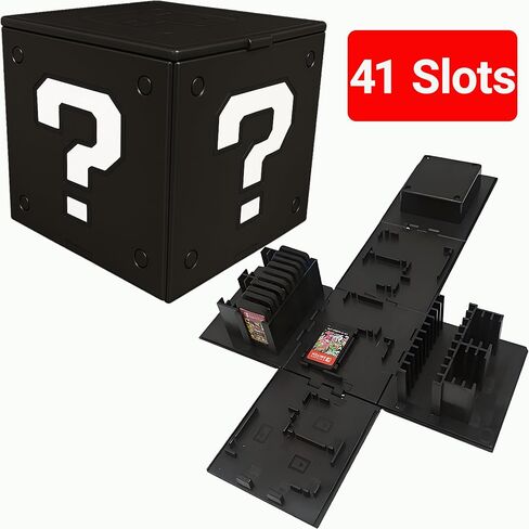 Switch Game Case Holder Cube 41 Slots Compatible with Nintendo Switch 2 & Switch & OLED & Lite, Portable Switch Cartridge Case Cute Retro Themed Travel Game Card Storage Question Mark Block Box Yellow in Kuwait