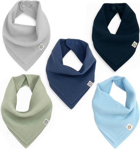 Kishu Baby Indi GOTS Organic Muslin Baby Bandana Bibs Set, 4-Way Reversible Drool Bib Set in Kuwait