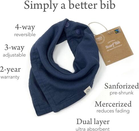 Kishu Baby Indi GOTS Organic Muslin Baby Bandana Bibs Set, 4-Way Reversible Drool Bib Set in Kuwait