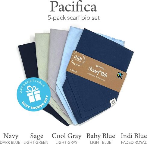 Kishu Baby Indi GOTS Organic Muslin Baby Bandana Bibs Set, 4-Way Reversible Drool Bib Set in Kuwait