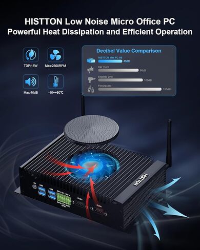 HISTTON Industrial Mini PC Windows 11 Pro, Core i5-10210U DDR4 16GB 512GB M.2 SSD, Mini Computers Dual HD+DP 4K Triple Display, WiFi 5/BT4.2/USB3.0/RS232/485 COM, Mini Desktop Support Linux/Ubuntu in Saudi Arabia