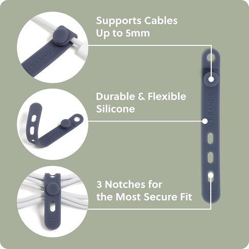 U Brands Silicone Cord Organizer Cable Clips ، مجموعة من 20 علاقات الكابلات ، إدارة الكابلات ، ملحقات مكتب المكتب ، اللوازم المكتبية ، ألوان متنوعة in Kuwait