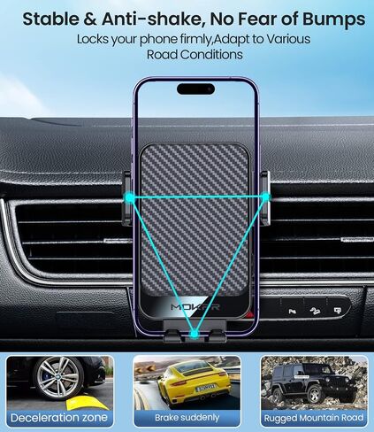 Wireless Car Charger, MOKPR 15W Fast Charging Auto-Clamping Car Mount Universal Hands-Free Car Charger Mount for Dash Windshield Air Vent Compatible with iPhone 16 15/14/13/12, Samsung S23/S22/S21,etc in Kuwait