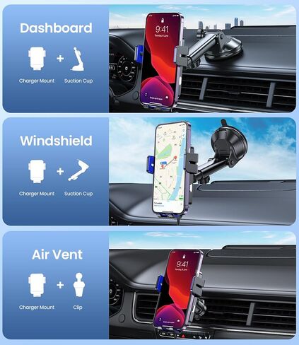 شاحن السيارات اللاسلكي ، MOKPR 15W FASTAGE CARMING AUTO-CARING MOUNT Universal Hands-Lehands Free Mount for Dash Air Vent Air Feat Tiving مع iPhone 16 15/14/13/12 ، Samsung S23/S22/S21 ، إلخ in Kuwait