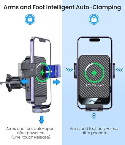 شاحن السيارات اللاسلكي ، MOKPR 15W FASTAGE CARMING AUTO-CARING MOUNT Universal Hands-Lehands Free Mount for Dash Air Vent Air Feat Tiving مع iPhone 16 15/14/13/12 ، Samsung S23/S22/S21 ، إلخ in Kuwait