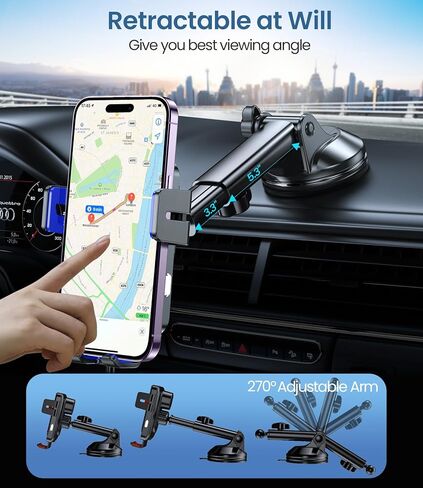 شاحن السيارات اللاسلكي ، MOKPR 15W FASTAGE CARMING AUTO-CARING MOUNT Universal Hands-Lehands Free Mount for Dash Air Vent Air Feat Tiving مع iPhone 16 15/14/13/12 ، Samsung S23/S22/S21 ، إلخ in Kuwait